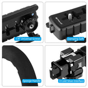 PULUZ U/C Shape Portable Handheld DV Bracket Stabilizer + LED Studio Light + Video Shotgun Microphone Kit with Cold Shoe Tripod Head  for All SLR Cameras and Home DV Camera