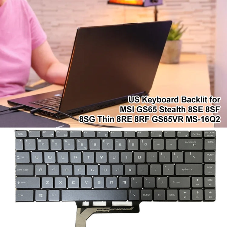 US Version Laptop Keyboard with Backlight for MSI GS65 / GS65VR / MS-16Q2 / Stealth 8SE /8SF / 8SG /Thin 8RE / Thin 8RF (Grey)