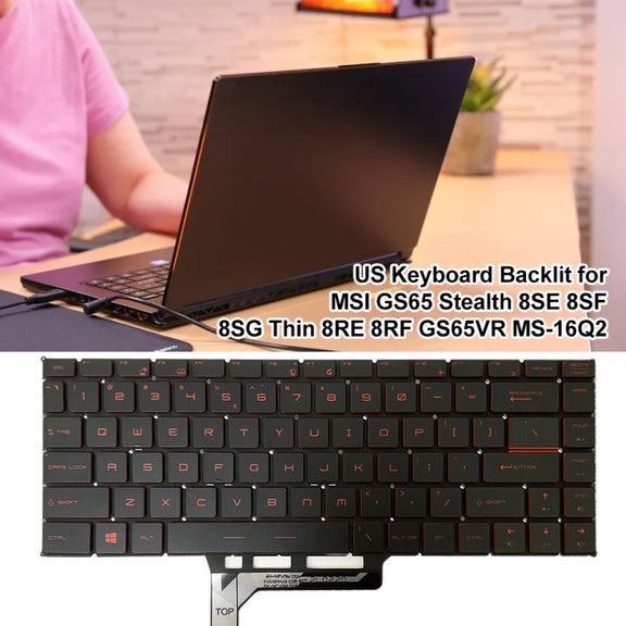 US Version Laptop Keyboard with Backlight for MSI GS65 / GS65VR / MS-16Q2 / Stealth 8SE /8SF / 8SG /Thin 8RE / Thin 8RF (Red)