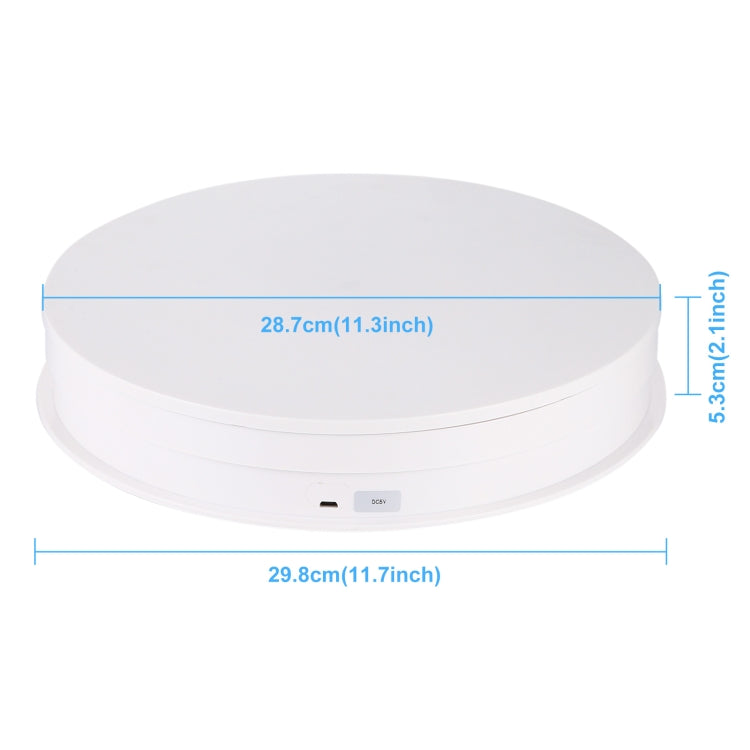 PULUZ 30cm USB Electric Rotating Turntable Display Stand Video Shooting Props Turntable for Photography, Load 10-20kg(White)