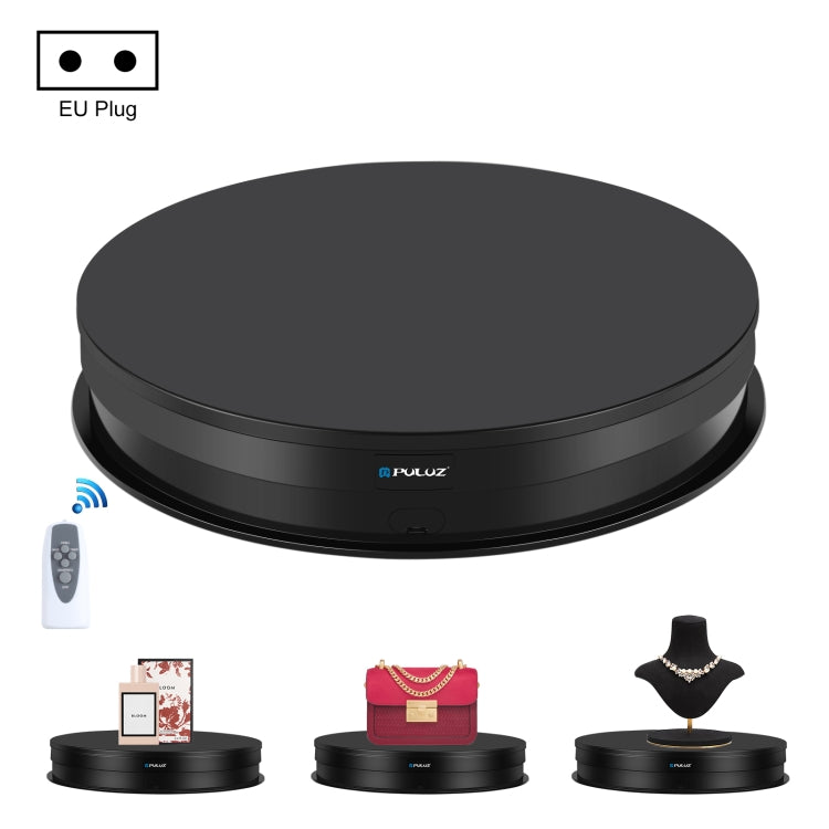 PULUZ 30cm Adjusting Speed Rotating Turntable Display Stand, Load 10-15kg, EU Plug (Black)