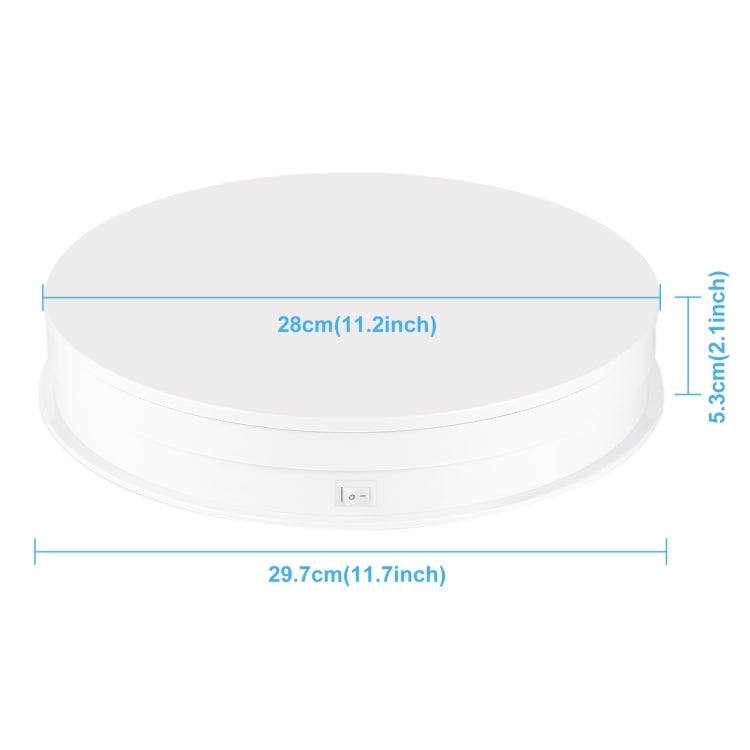 PULUZ 30cm Adjusting Speed Rotating Turntable Display Stand, Load 10-15kg, EU Plug(White)