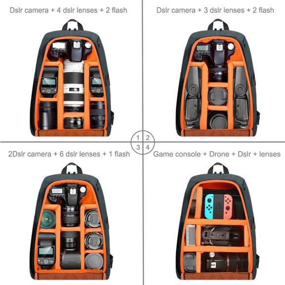 PULUZ Outdoor Portable Water-resistant Scratch-proof Dual Shoulders Backpack Handheld PTZ Stabilizer Camera Bag with Rain Cover for Digital Camera, DJI Ronin-SC / Ronin-S(Grey)