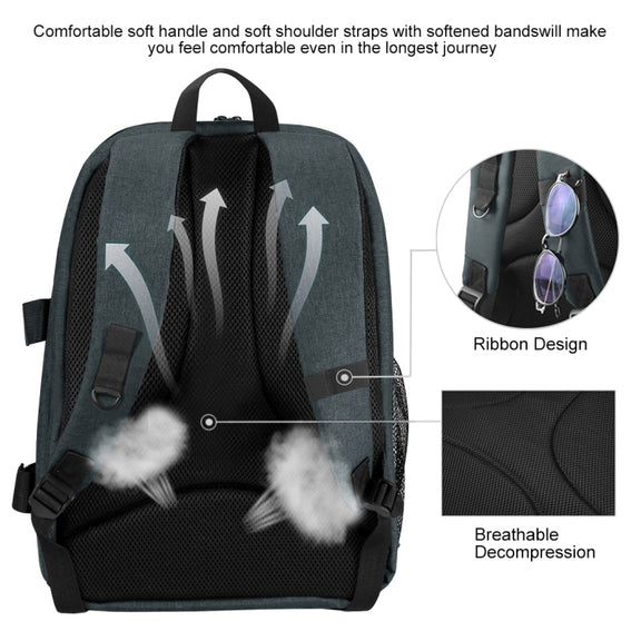 PULUZ Outdoor Portable Water-resistant Scratch-proof Dual Shoulders Backpack Handheld PTZ Stabilizer Camera Bag with Rain Cover for Digital Camera, DJI Ronin-SC / Ronin-S(Grey)