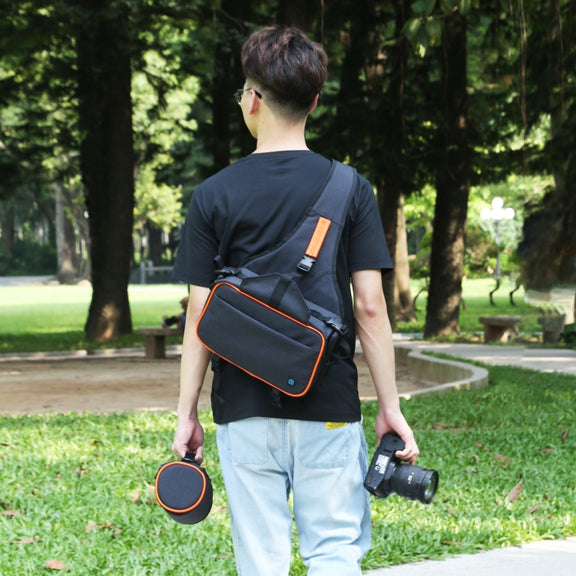 PULUZ Triangle Style SLR Camera Bag Sling Water-resistant Backpack Shoulder Messenger Bags with Removable Lens Bag(Black)
