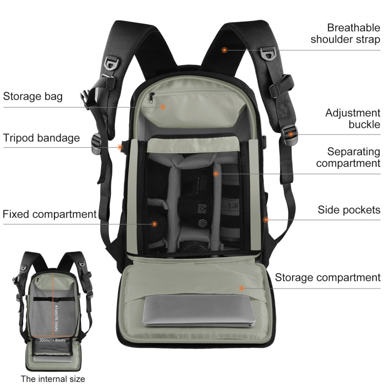 PULUZ Outdoor Portable Water-resistant Scratch-proof Dual Shoulders Backpack Handheld PTZ Stabilizer Camera Bag with Rain Cover for Digital Camera, DJI Ronin-SC / Ronin-S (Black)