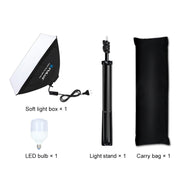 PULUZ 50x70cm Studio Softbox + 2m Tripod Mount + Single E27 30W 5700K White Light LED Bulb Photography Kit(EU Plug)