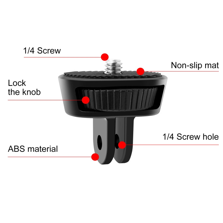 PULUZ 1/4 inch Screw Adjustable ABS Action Camera Tripod Adapter (Black)