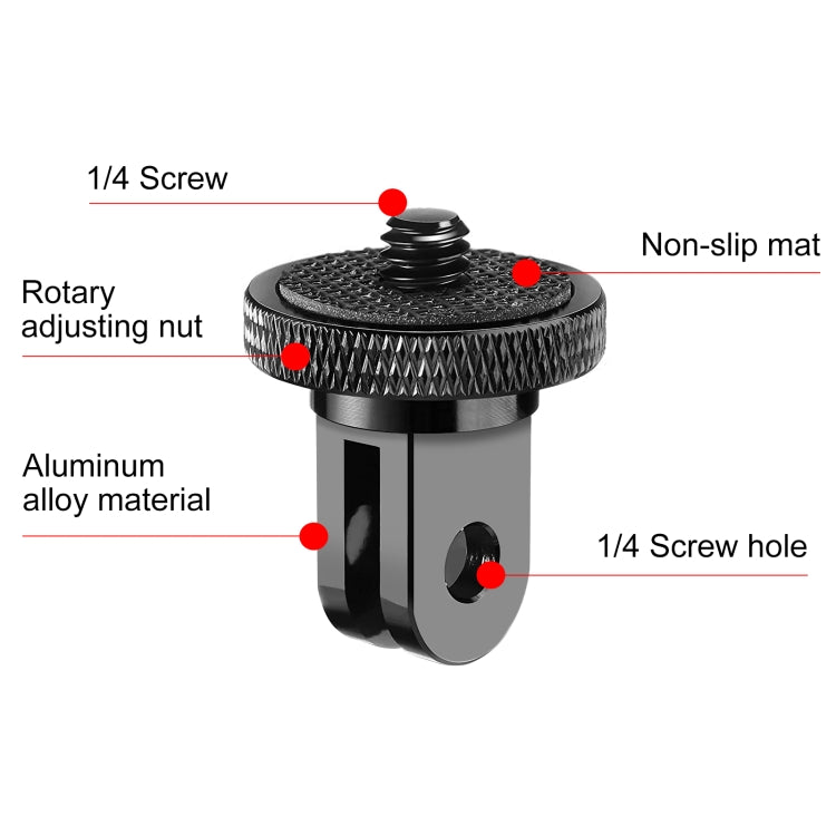 PULUZ 1/4 inch Screw Metal Tripod Mount Action Camera Adapter (Black)