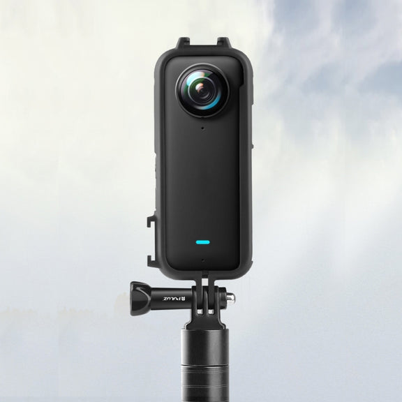 For Insta360 X3 PULUZ Cold Shoe PC Plastic Protective Frame with Adapter Mount & Screw(Black)
