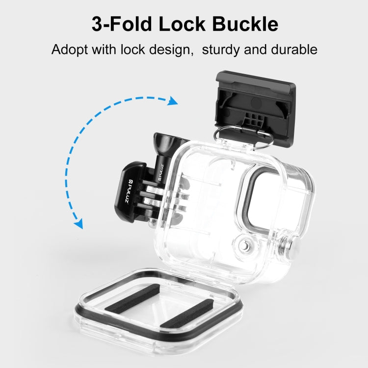 For GoPro Hero11 Black Mini PULUZ 40m Water-resistant Housing Protective Case with Buckle Basic Mount & Screw (Transparent)