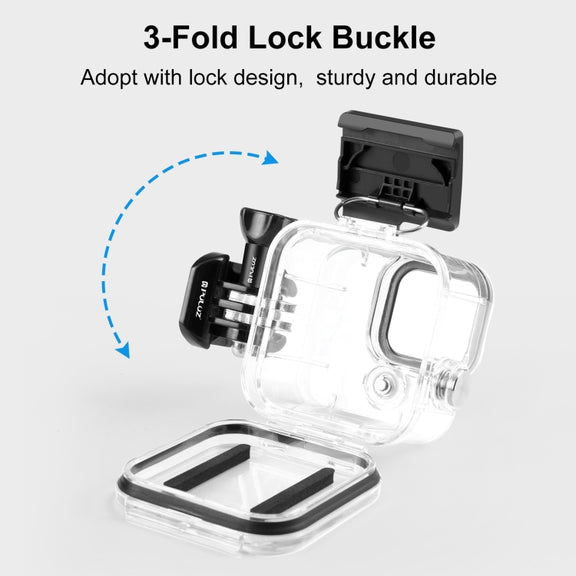 For GoPro Hero11 Black Mini PULUZ 40m Water-resistant Housing Protective Case with Buckle Basic Mount & Screw (Transparent)