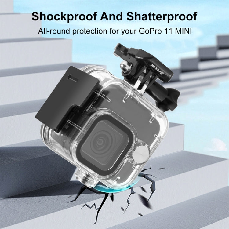 For GoPro Hero11 Black Mini PULUZ 40m Water-resistant Housing Protective Case with Buckle Basic Mount & Screw (Transparent)