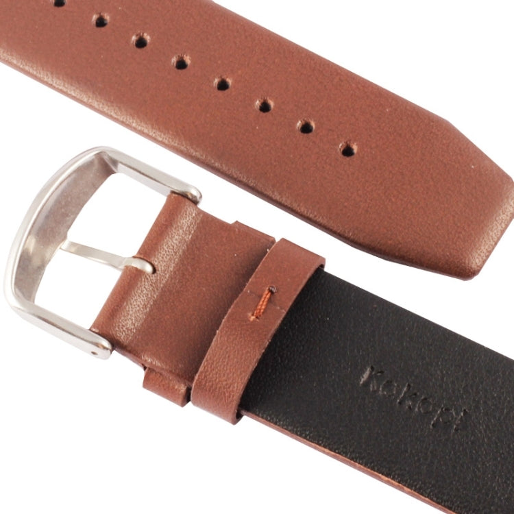 Kakapi for Apple Watch 42mm Subtle Texture Brushed Buckle Genuine Leather Watch Band with Connector(Coffee)