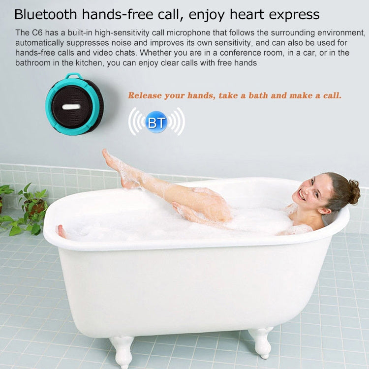 C6 Outdoor Water-resistant Bluetooth Speaker with Suction, Support Hands-free Calling(Black)