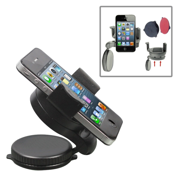 Universal Windshield 90 Degrees Rotation Car Holder, For iPhone, Galaxy, Sony, Lenovo, HTC, Huawei, and other Smartphones of width 75mm or Less)