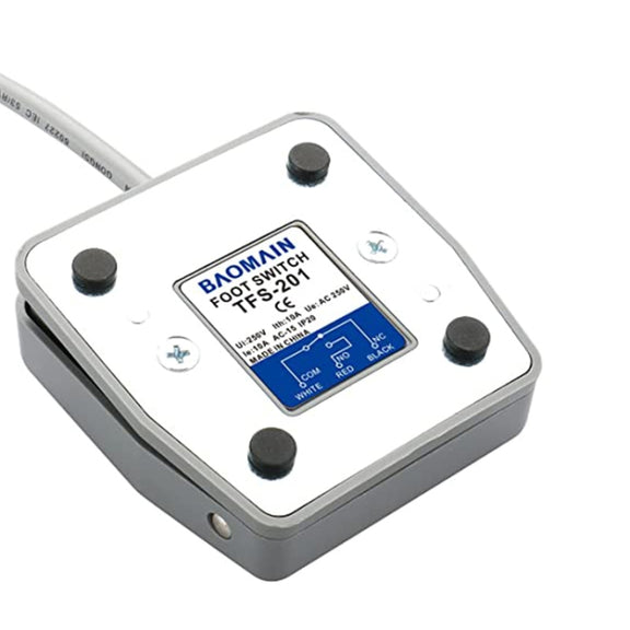 TFS-201 AC 250V 10 A Electric Power Plastic Foot Switch Power Pedal, Cable Length: 1m
