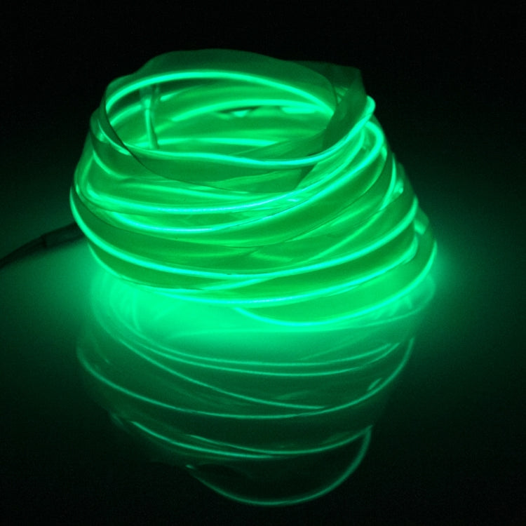 EL Cold Green Light Water-resistant Flat Flexible Car Strip Light with Driver for Car Decoration, Length: 5m(Green)