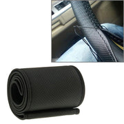 PU Leather Steering Wheel Cover With Needle and Thread, Size: 54x10.5cm (Black)