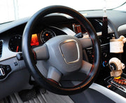 PU Leather Steering Wheel Cover With Needle and Thread, Size: 54x10.5cm (Black)
