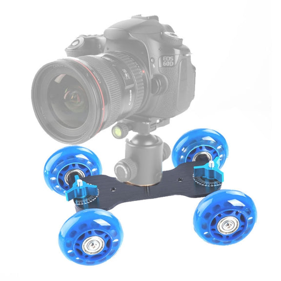 DEBO First Generation Camera Truck / Floor Table Video Slider Track Dolly Car for DSLR Camera / Camcorders(Blue)