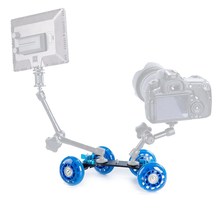 DEBO First Generation Camera Truck / Floor Table Video Slider Track Dolly Car for DSLR Camera / Camcorders(Blue)