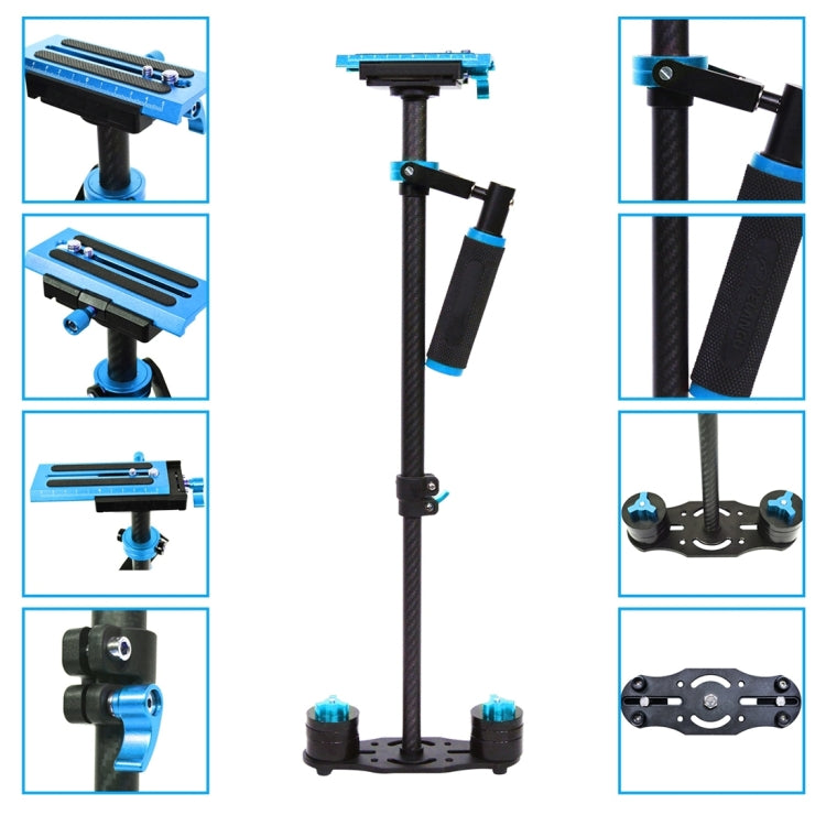 YELANGU 38.5-61cm Carbon Fiber Handheld Stabilizer for DSLR & DV Digital Video & Cameras, Capacity Range 0.5-3kg(Blue)