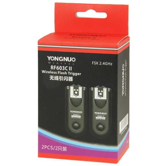 2 PCS YONGNUO RF603C II FSK 2.4GHz Wireless Flash Trigger with C1 Shutter Connecting Cable