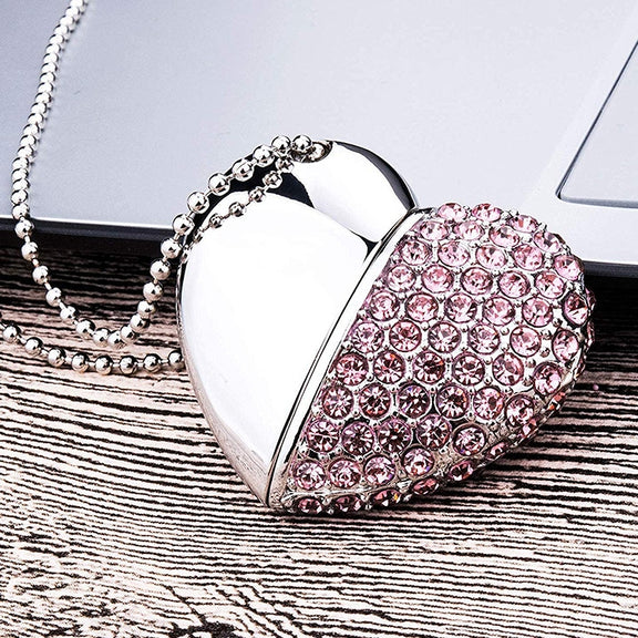Heart Shaped Diamond Jewelry USB Flash Disk, Special for Valentines Day Gifts (8GB)