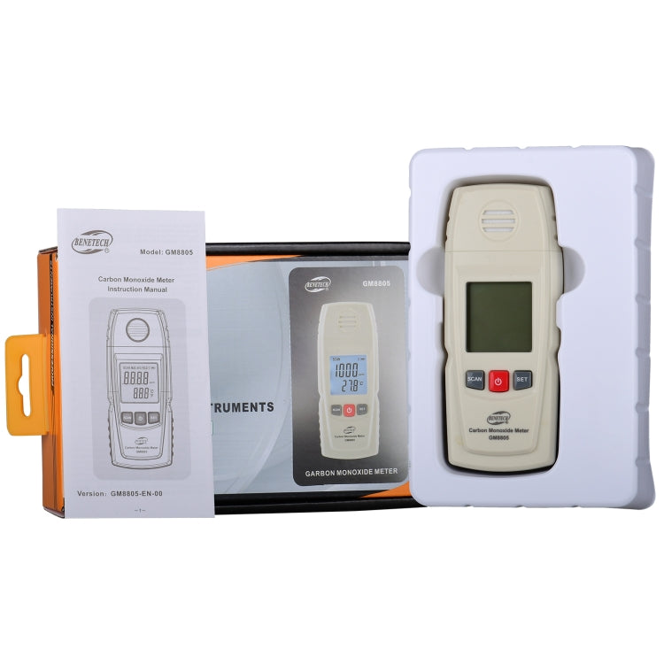 BENETECH GM8805 LCD Display Handheld Carbon Monoxide CO Monitor Detector Meter Tester, Measure Range: 0-1000ppm(White)