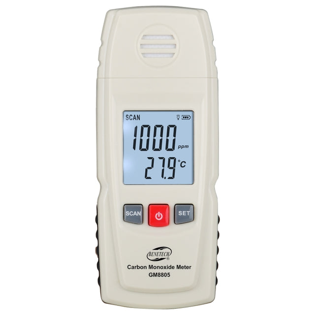 BENETECH GM8805 LCD Display Handheld Carbon Monoxide CO Monitor Detector Meter Tester, Measure Range: 0-1000ppm(White)