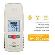 BENETECH GM8805 LCD Display Handheld Carbon Monoxide CO Monitor Detector Meter Tester, Measure Range: 0-1000ppm(White)