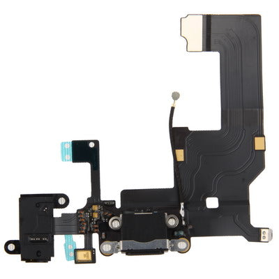 Original Tail Connector Charger Flex Cable + Headphone Audio Jack Ribbon Flex Cable for iPhone 5(Black)