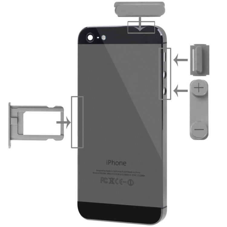 4 in 1 for iPhone 5 & 5S (Original Alloy Material Colorful Nano SIM Card Tray + Volume Button + Power Button + Mute Button)