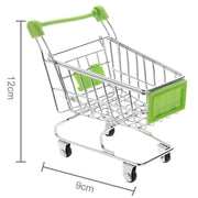 Universal Mini Grocery Shopping Cart Style Desktop Storage Box / Holder(Green)