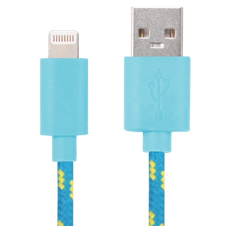 1m Nylon Netting USB Data Transfer Charging Cable For iPhone, iPad, Compatible with up to iOS 15.5(Blue)