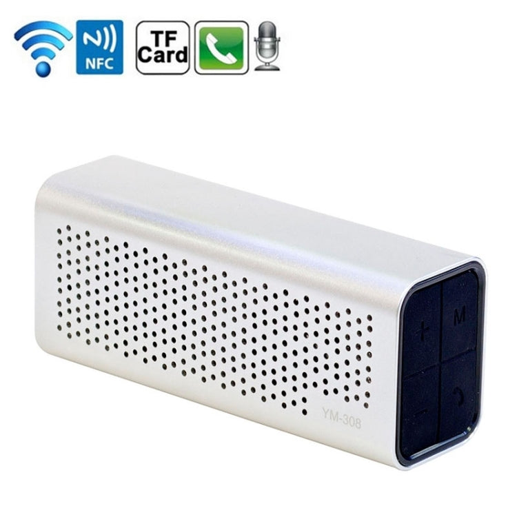 YM-308 Portable Rechargeable NFC Bluetooth Speaker, Support TF Card(Silver)