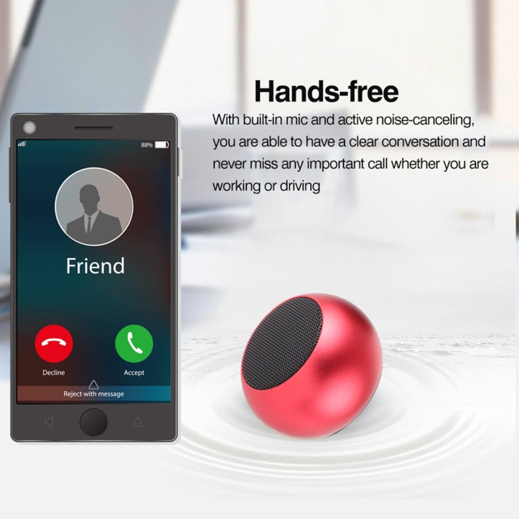 Mini Metal Wireless Bluetooth Speaker,  Hands-free, LED Indicator(Red)
