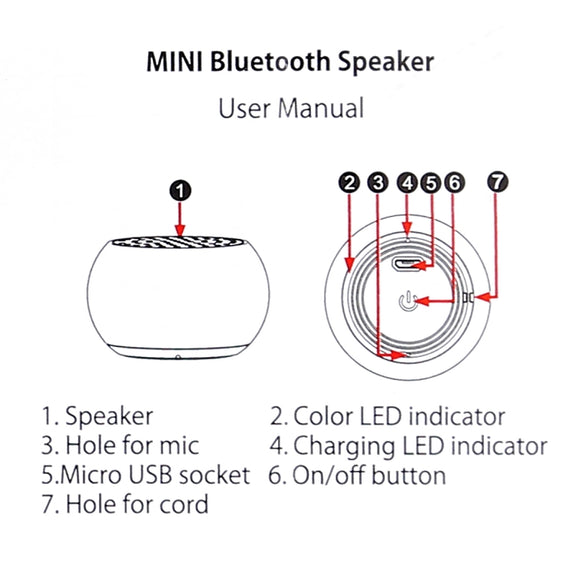 Mini Metal Wireless Bluetooth Speaker,  Hands-free, LED Indicator(Silver)