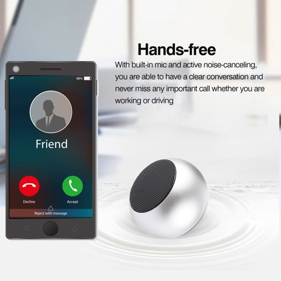 Mini Metal Wireless Bluetooth Speaker,  Hands-free, LED Indicator(Silver)