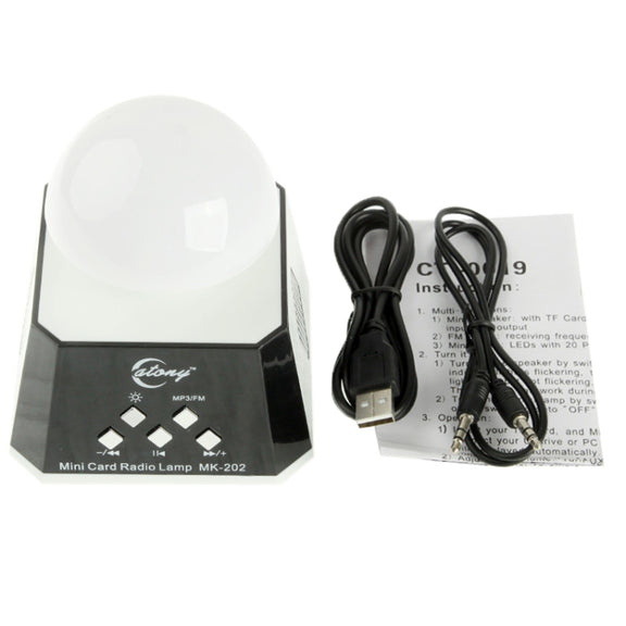 CT-0019 Multi LED Lights Speaker with FM Radio, Support TF Card(Black)