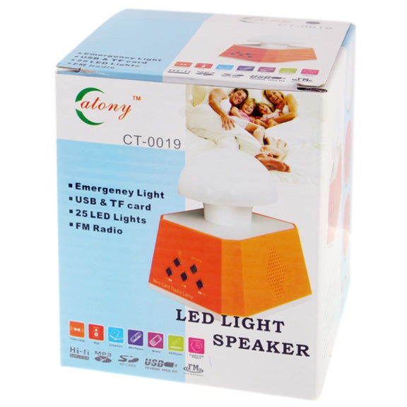 CT-0019 Multi LED Lights Speaker with FM Radio, Support TF Card(Black)