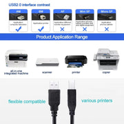 USB 2.0 Printer Extension AM to BM Cable, Length: 5m