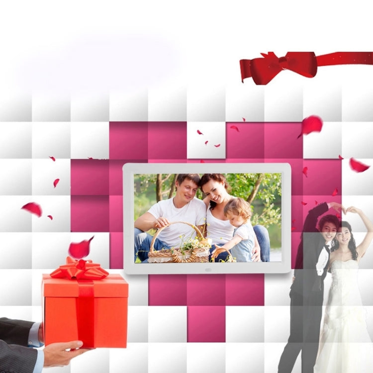 12 inch LED Display Multi-media Digital Photo Frame with Holder & Music & Movie Player, Support USB / SD / Micro SD / MMC / MS / XD Card Input(White)