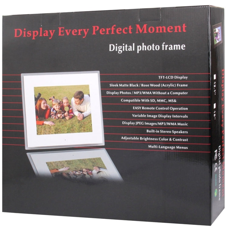 12 inch LED Display Multi-media Digital Photo Frame with Holder & Music & Movie Player, Support USB / SD / Micro SD / MMC / MS / XD Card Input(White)
