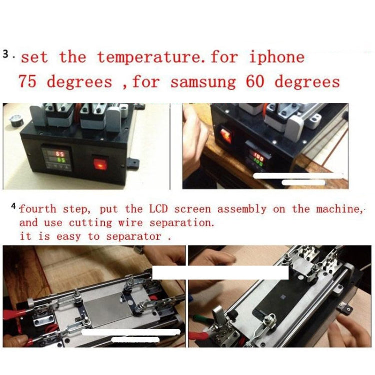 Touch Panel LCD Separator Glue Disassemble Machine for iPhone / Samsung / HTC / Sony etc. Support LCD Panel Size: 20 cm x 11 cm (AC 110