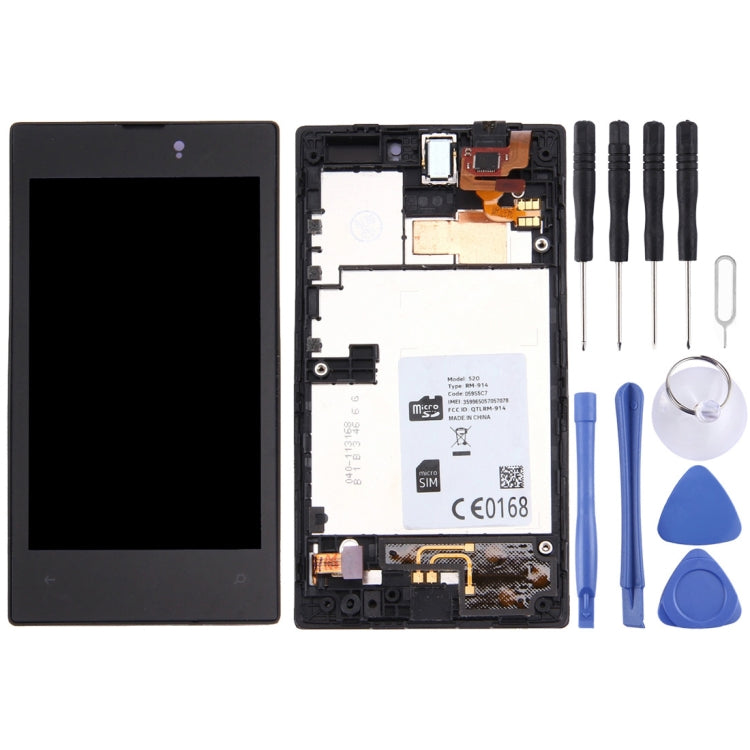 LCD Display + Touch Panel with Frame  for Nokia Lumia 520(Black)