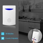 VOYE V006B2 Wireless Remote Control Chime Door Bell with Double-Receiver(White)