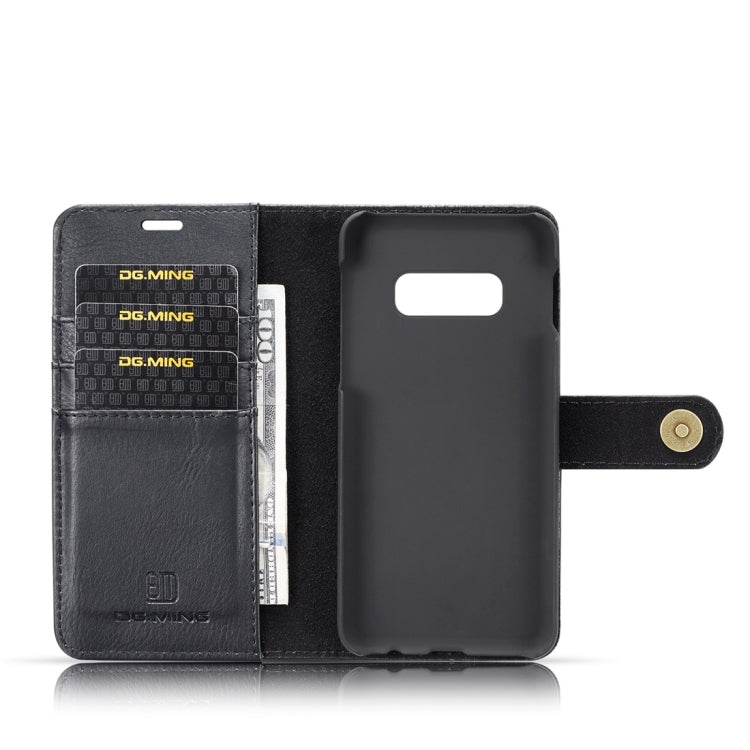 DG.MING Crazy Horse Texture Flip Detachable Magnetic Leather Case for Samsung Galaxy S10 E, with Holder & Card Slots & Wallet(Black)