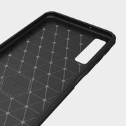 For Galaxy A7 (2018) / A750 Brushed Carbon Fiber Texture TPU Shockproof Anti-slip Soft Protective Back Cover Case(Black)